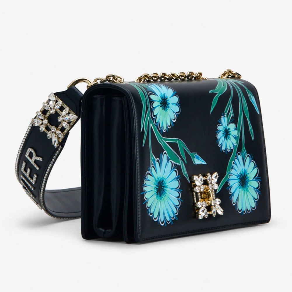 ROGER VIVIER BLOSSOM STRASS BUCKLE BAG